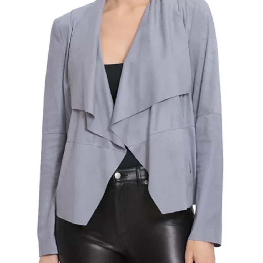 🧥 Bagatelle‎ Gray Faux Suede Draped Waterfall Jacket NWT Women M Chic✨